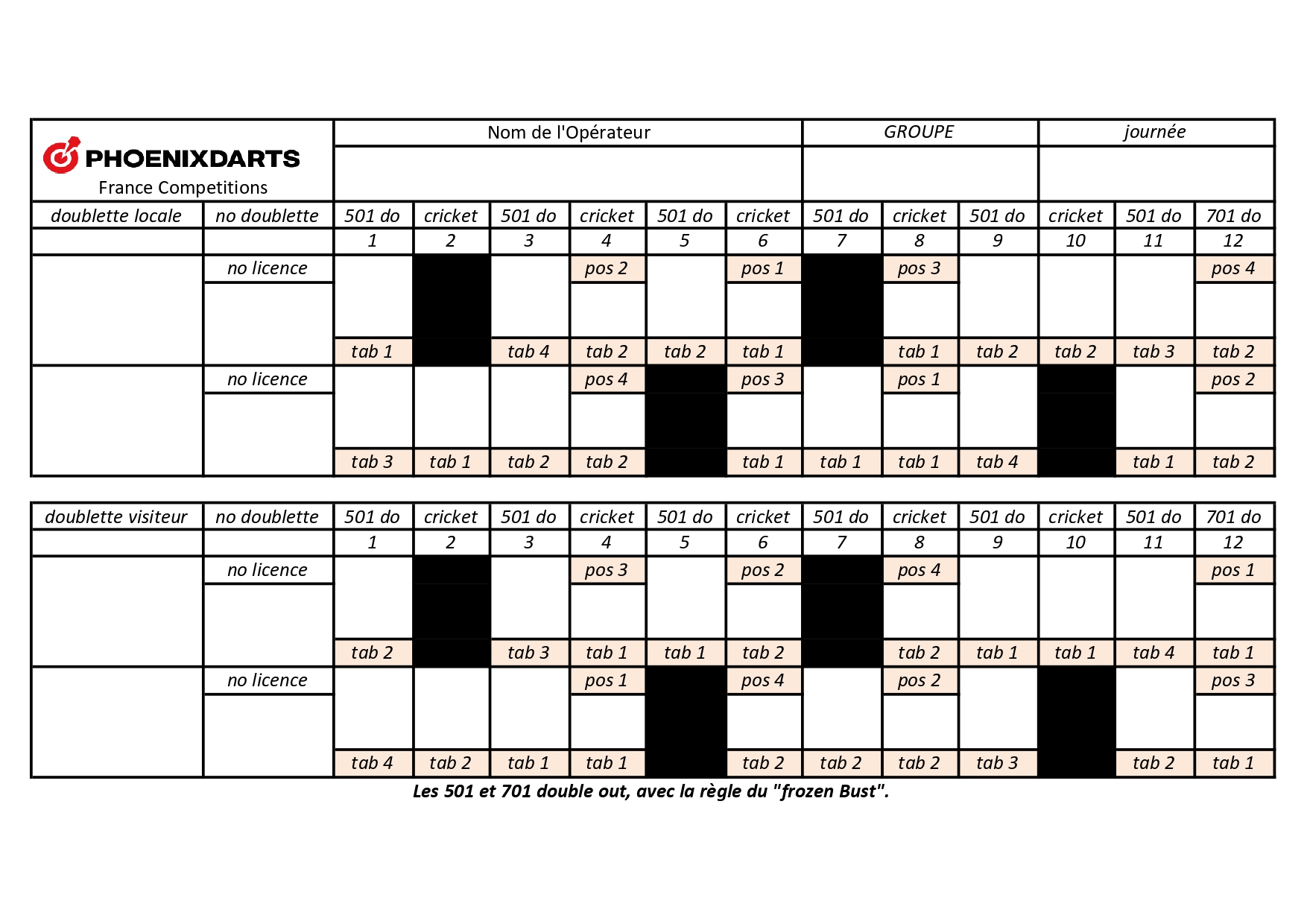 Feuille de match Championnat Doublettes